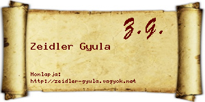 Zeidler Gyula névjegykártya